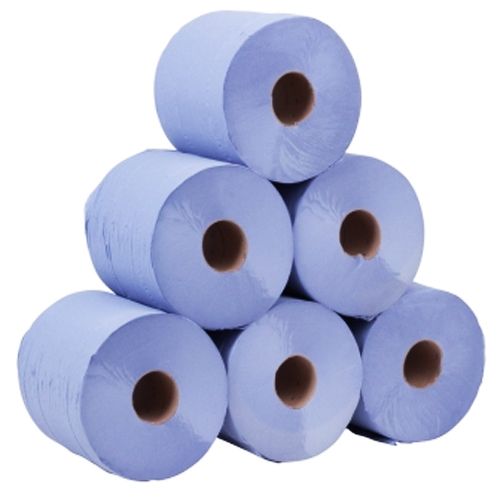 150m Blue Centre Feed Rolls 2 Ply Embossed Wiper Paper Hand Towel Catering 