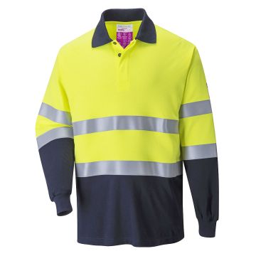 Modaflame Knit Hi-Vis Constrast FR Long Sleeve Polo Shirt FR74