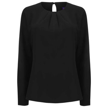 Henbury Ladies Pleat Front Long Sleeve Blouse H598