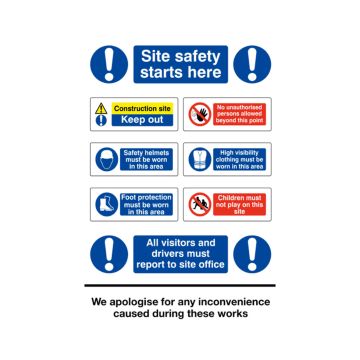 Correx Sign "Site Safety Sign" 4mm 800x1200mm
