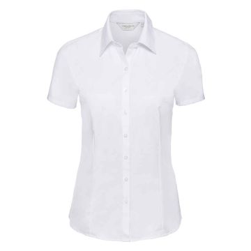 Russell Collection Ladies Short Sleeve Herringbone Shirt 963F