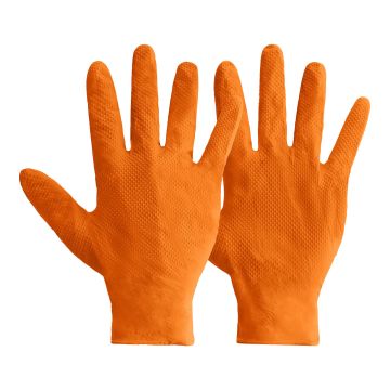 Ideall Grip Nitrile Diamond Grip Gloves Orange (Box of 50)
