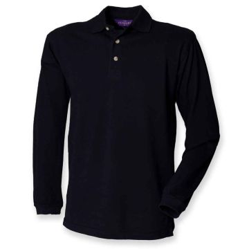 Henbury Long Sleeve Cotton Pique Polo Shirt H105