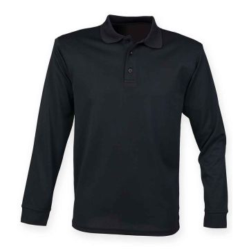 Henbury Unisex Long Sleeve Coolplus Pique Polo Shirt H478
