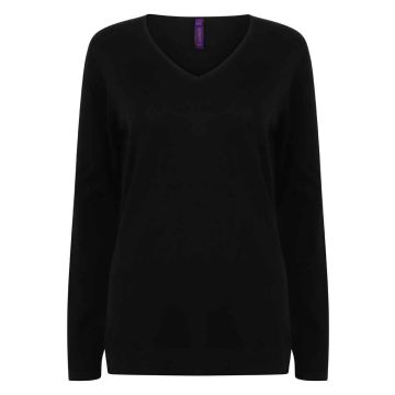 Henbury Ladies Lightweight Cotton Acrylic V Neck Sweater H721