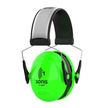 Sonis®1 Adjustable Extra Visibility Ear Defenders 27dB SNR Bright Green