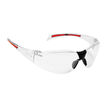 Stealth™ 8000 Safety Specs - Clear Anti-scratch/Anti-mist Lenses - Clear / Red Frames