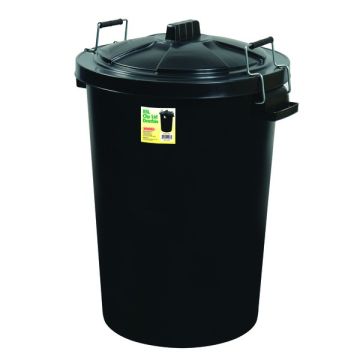 Black 90lt Clip Lid Dustbin.