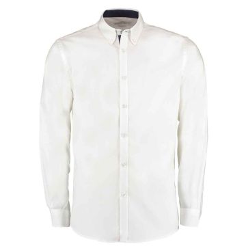 Kustom Kit Premium Long Sleeve Contrast Tailored Oxford Shirt K190