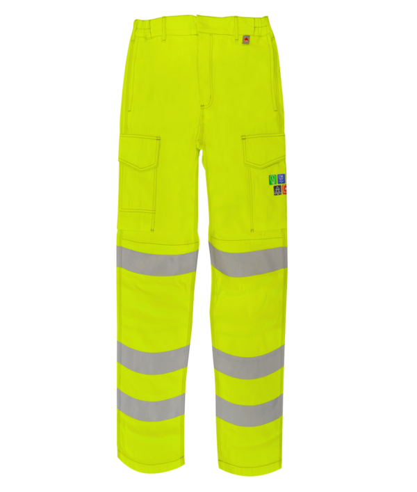 Morse Inherent FR ARC Combat Trousers Hi-Viz Yellow with FR Tapes