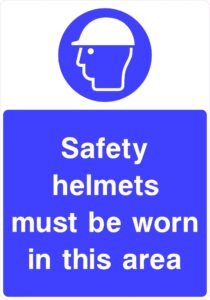 Foamex Sign 210x297mm “Safety Helmets must be worn in this area”