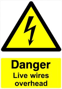 Foamex Sign 210x297mm “Danger Live Wires Overhead”