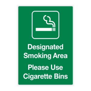 Foamex Sign 210x297mm “Smoking Area, Please Use Bins”