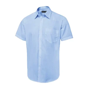 Mens Short Sleeve Poplin Shirt UC714 Light Blue
