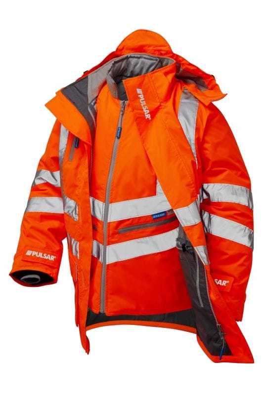 Pulsar Hi-Viz Rail Spec 7-in-1 Storm Coat Orange PR497