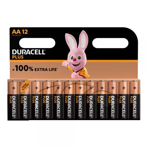 Duracell Batteries Plus 100% Extra Life Alkaline Power AA 12 Pack