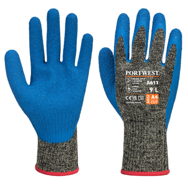A611 – Aramid HR Cut Latex Glove Black/Blue