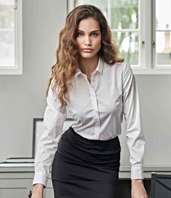 TeeJays T4025 Ladies Stretch Luxury Long Sleeve Poplin Shirt