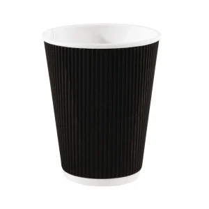 12oz Ripple Wall Hot Drink Coffee Cups Black (500)