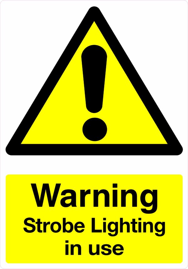 Foamex Sign 210mm x 297mm x 5mm “Warning Strobe Lighting In Use”