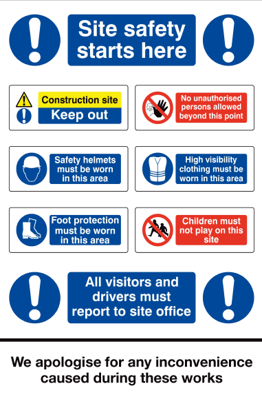 Correx Site Sign 800mm x 1200mm “Site Safety Starts Here”