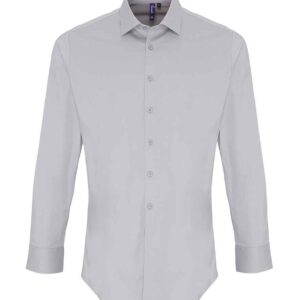 Premier Long Sleeve Poplin Shirt Silver PR244