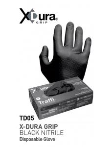 TD05 X-DURA GRIP Black Nitrile Disposable Glove
