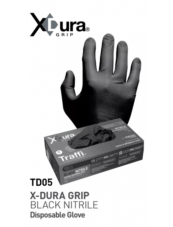 TD05 X-DURA GRIP Black Nitrile Disposable Glove