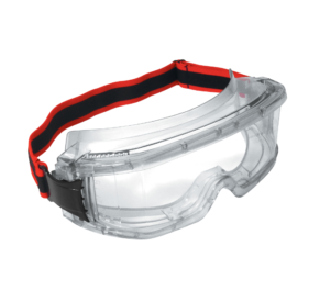 Atlantic™ Safety Goggles – Clear Anti-mist Lens – Black / Red Strap
