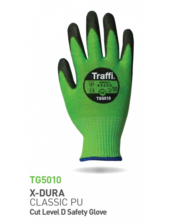 Traffi X-Dura Classic PU Safety Glove Green