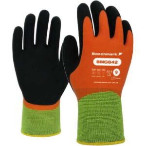 Benchmark BMG842 Foam Latex Coated Thermal Winter Safety Glove Orange/ Black M-XL (60 Pack)