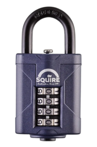 Squire CP40 – Weather Resistant 40mm Combination Padlock – 4 wheel – Open Shackle