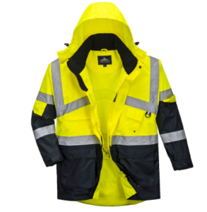 S760 – Hi-Vis Breathable Contrast Rain Jacket Yellow/Navy